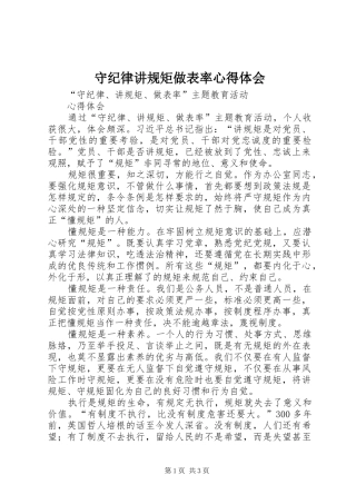 守纪律讲规矩做表率体会心得