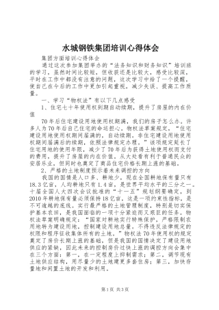 水城钢铁集团培训体会心得