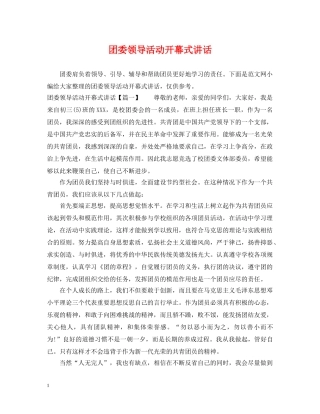 团委领导活动开幕式讲话 