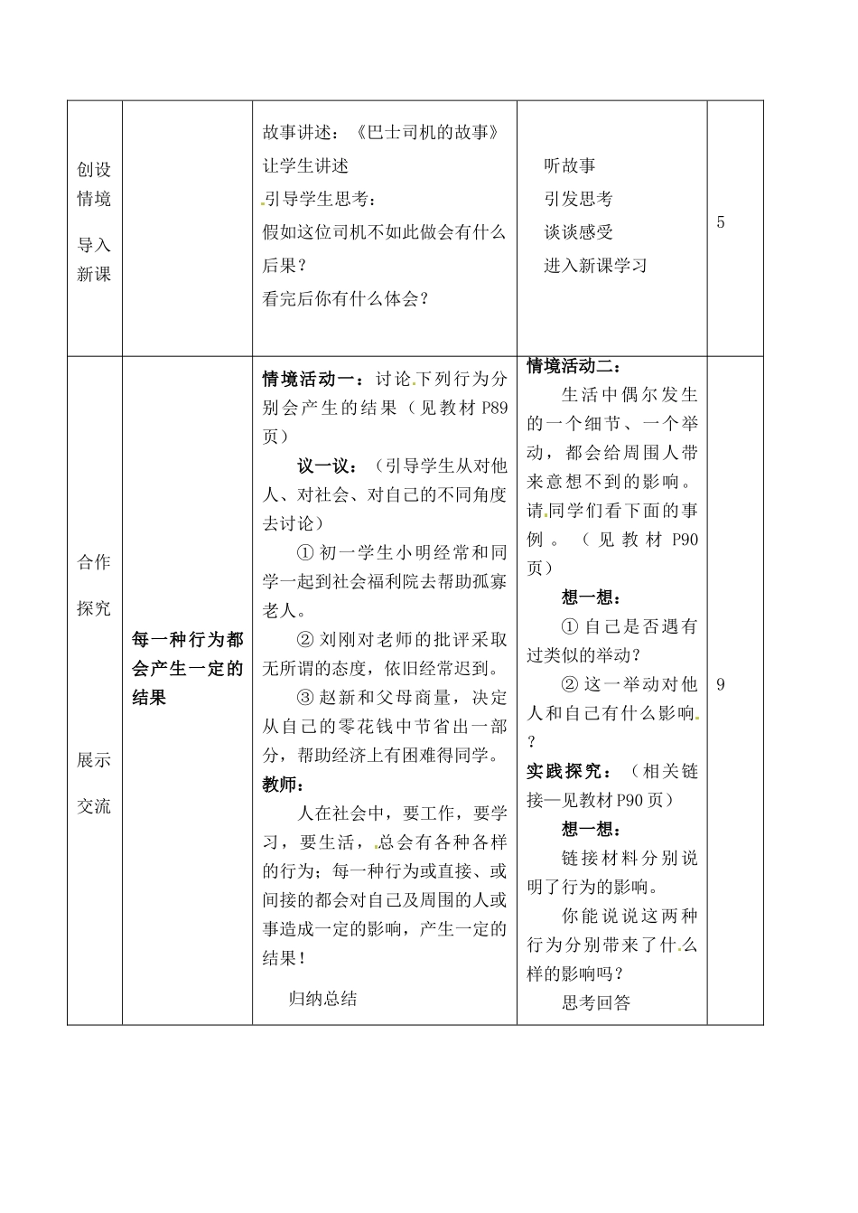 七年级政治下册《行为不同 结果不同》课时教学设计_第3页