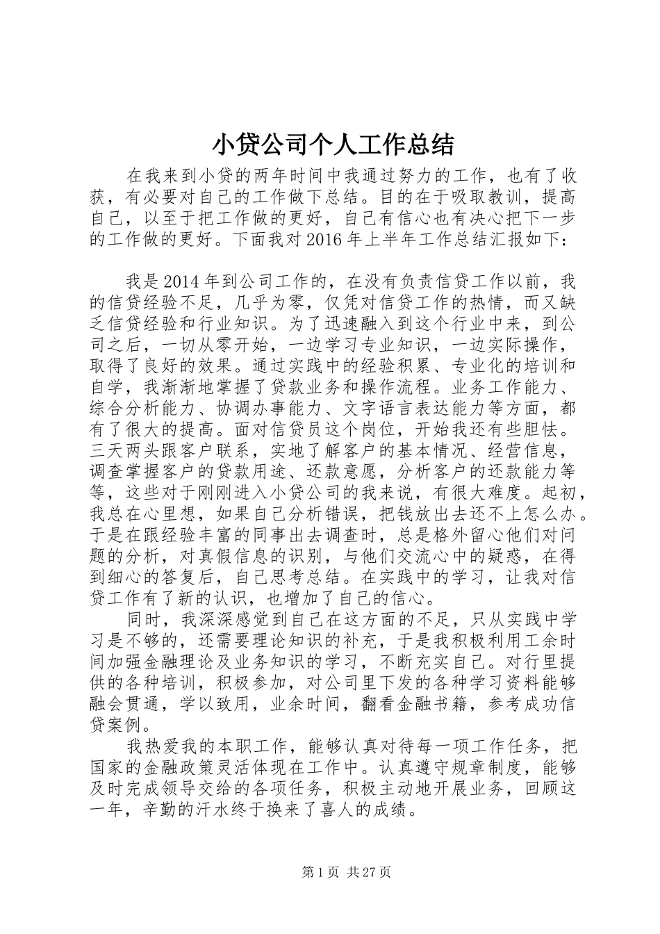 小贷公司个人工作总结 _第1页