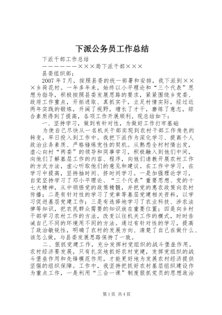 下派公务员工作总结 