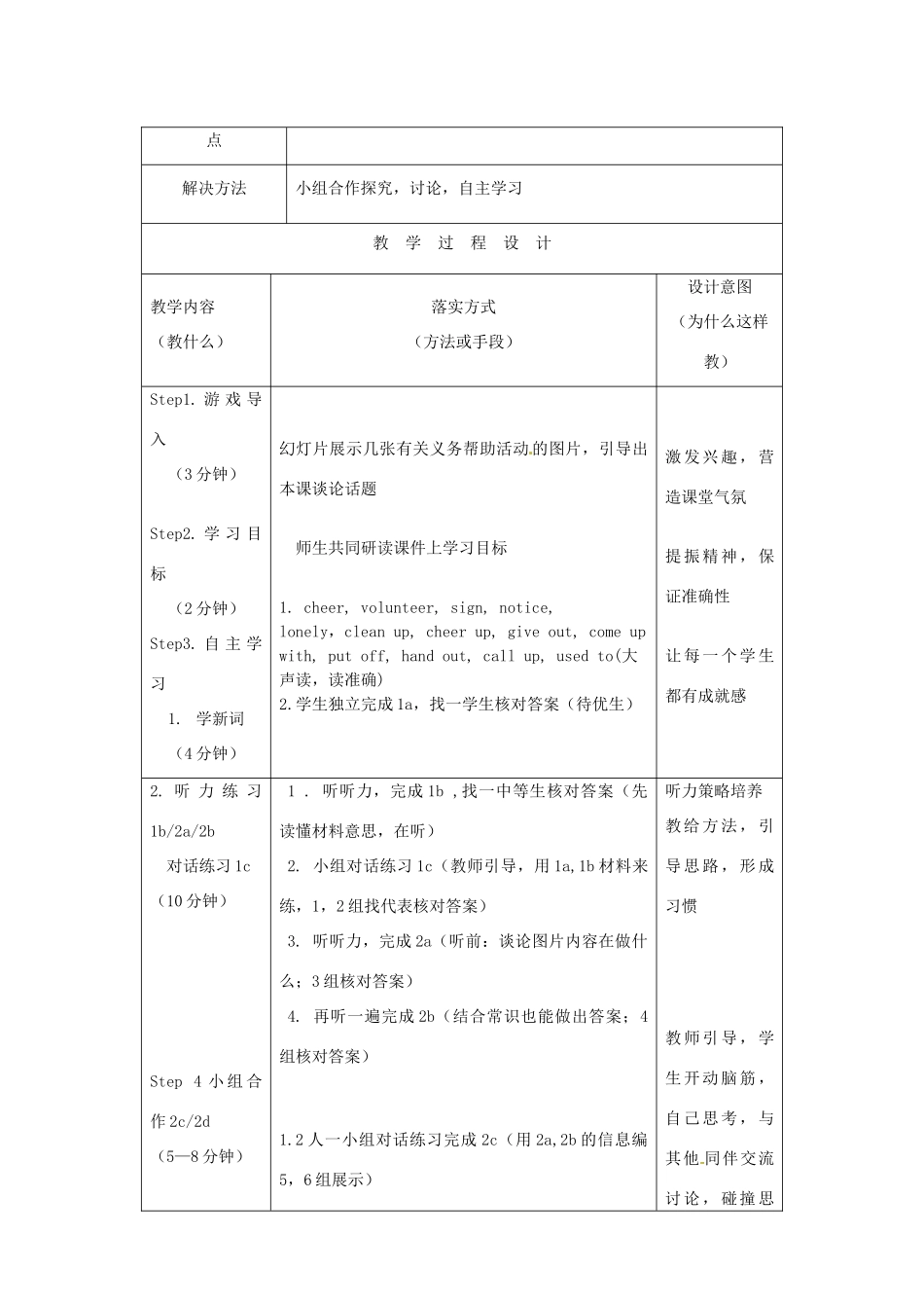 河北省石家庄市赞皇县第二中学八年级英语下册《Unit 2 I’ll help to clean up the city parks》（第1课时）教案 （新版）人教新目标版_第3页