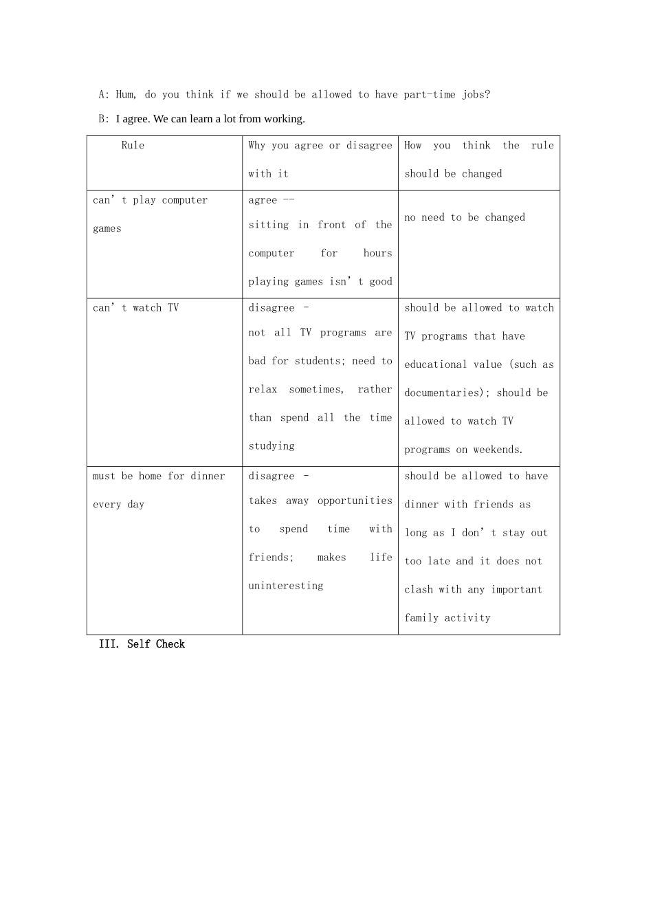 湖北省松滋市涴市镇初级中学九年级英语全册 Unit 7 Teenagers should be allowed to choose their own clothes Section B2 (3a-Self Check)教案 （新版）人教新目标版_第2页