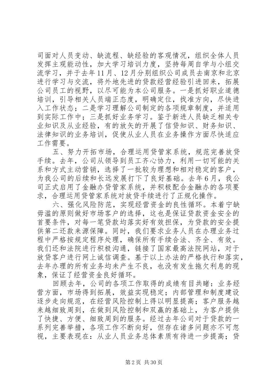 小贷公司工作总结 _第2页