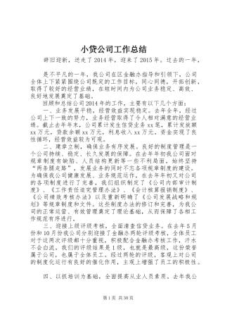 小贷公司工作总结 