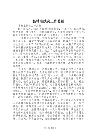 县精准扶贫工作总结 