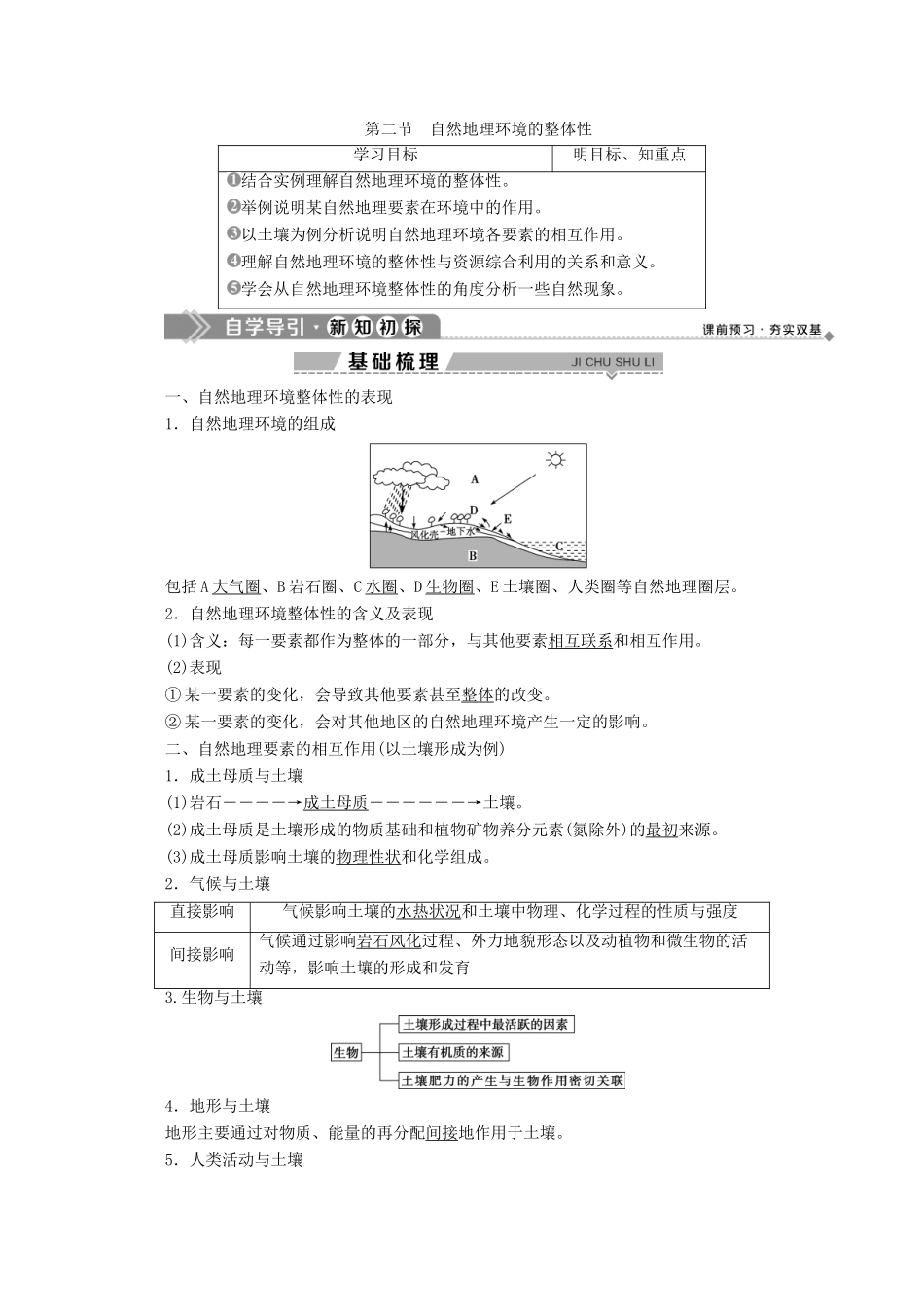 高中地理 第三章 自然地理环境的整体性与差异性 2 第二节 自然地理环境的整体性学案 湘教版必修1-湘教版高一必修1地理学案_第1页