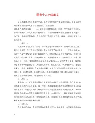 团员个人小结范文 