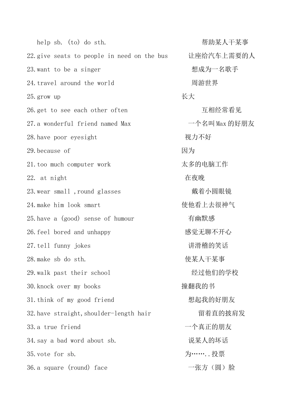 牛津版八年级英语Unit1 Friends 词组_第2页