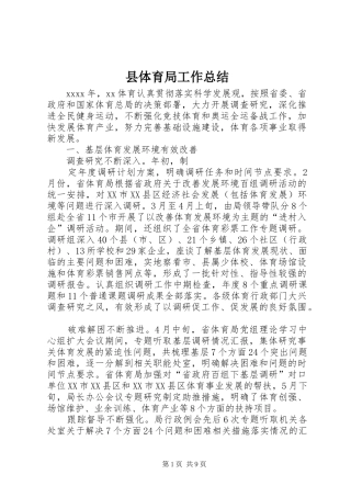 县体育局工作总结 