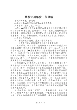 县统计局年度工作总结 