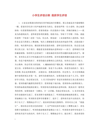 小学生评语示例 我班学生评语 