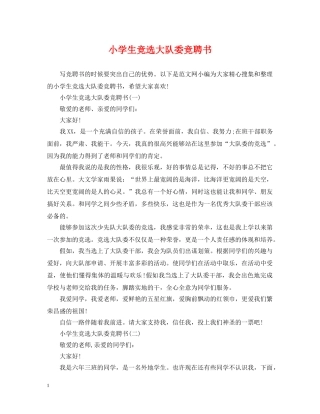 小学生竞选大队委竞聘书 