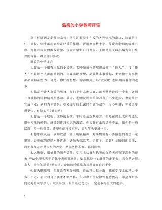 温柔的小学教师评语 