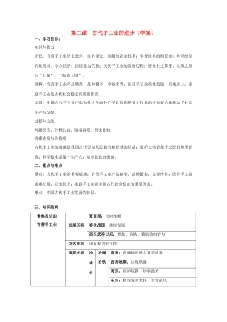高中历史《古代手工业的进步》学案5 新人教版必修2