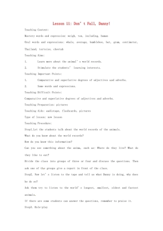 英语：Unit 2 Biggest,Longest,Widest Lesson 3英文教案（冀教版九年级上）