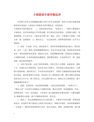 小班联系手册学期总评 