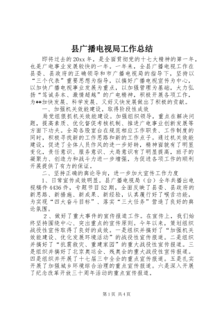 县广播电视局工作总结 