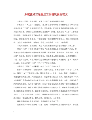 乡镇抓好三送重点工作情况报告范文
