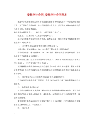 委托审计合同_委托审计合同范本 