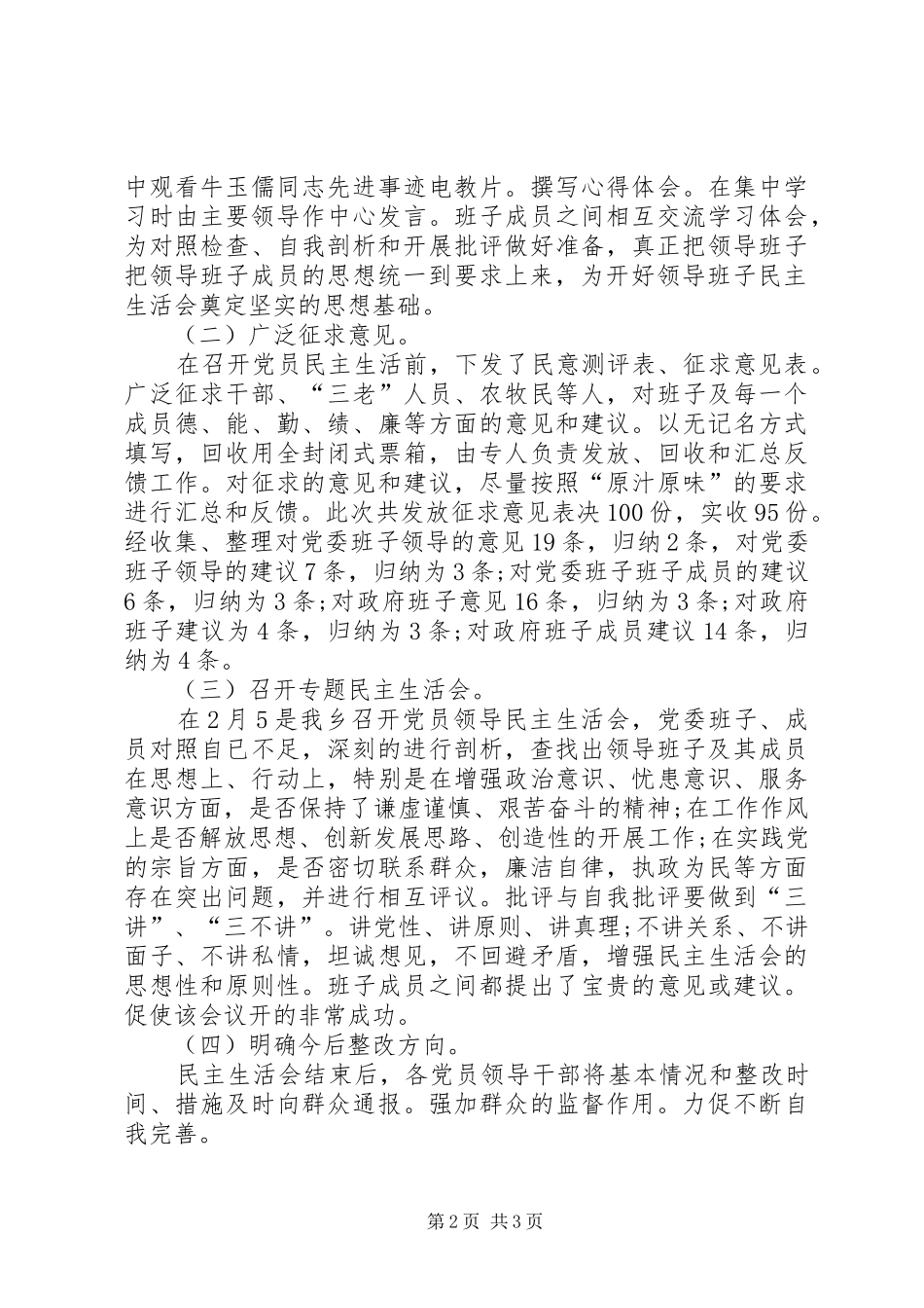 乡镇年度党员领导干部民主生活总结 _第2页