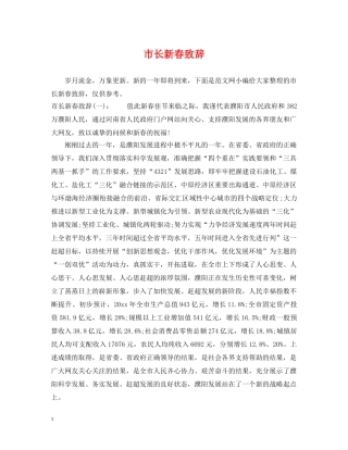市长新春致辞 