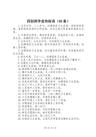 四创两争宣传标语（60条）