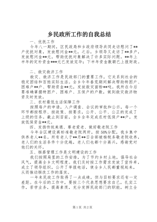 乡民政所工作的自我总结 