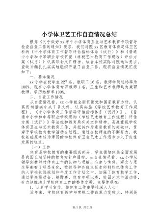 小学体卫艺工作自查情况总结 