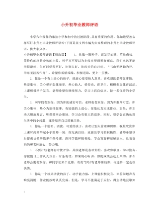 小升初毕业教师评语 