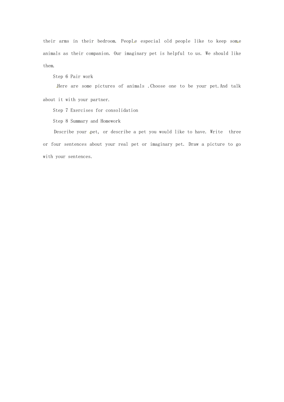 河南省濮阳市南乐县西邵中学八年级英语下册《Unit 3 Lesson 17 people love pets》教学设计 翼教版_第3页