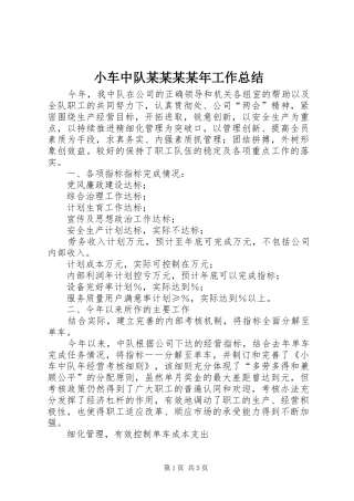 小车中队某某某某年工作总结 