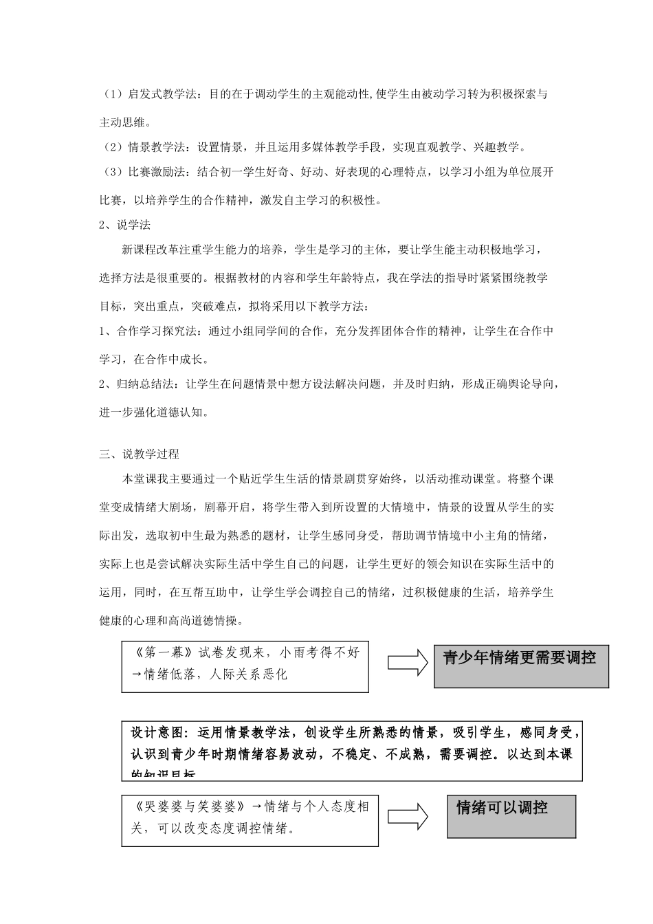 七年级政治上册 学会调控情绪说课稿3 人教新课标版教材_第2页
