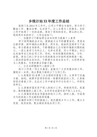 乡统计站XX年度工作总结 