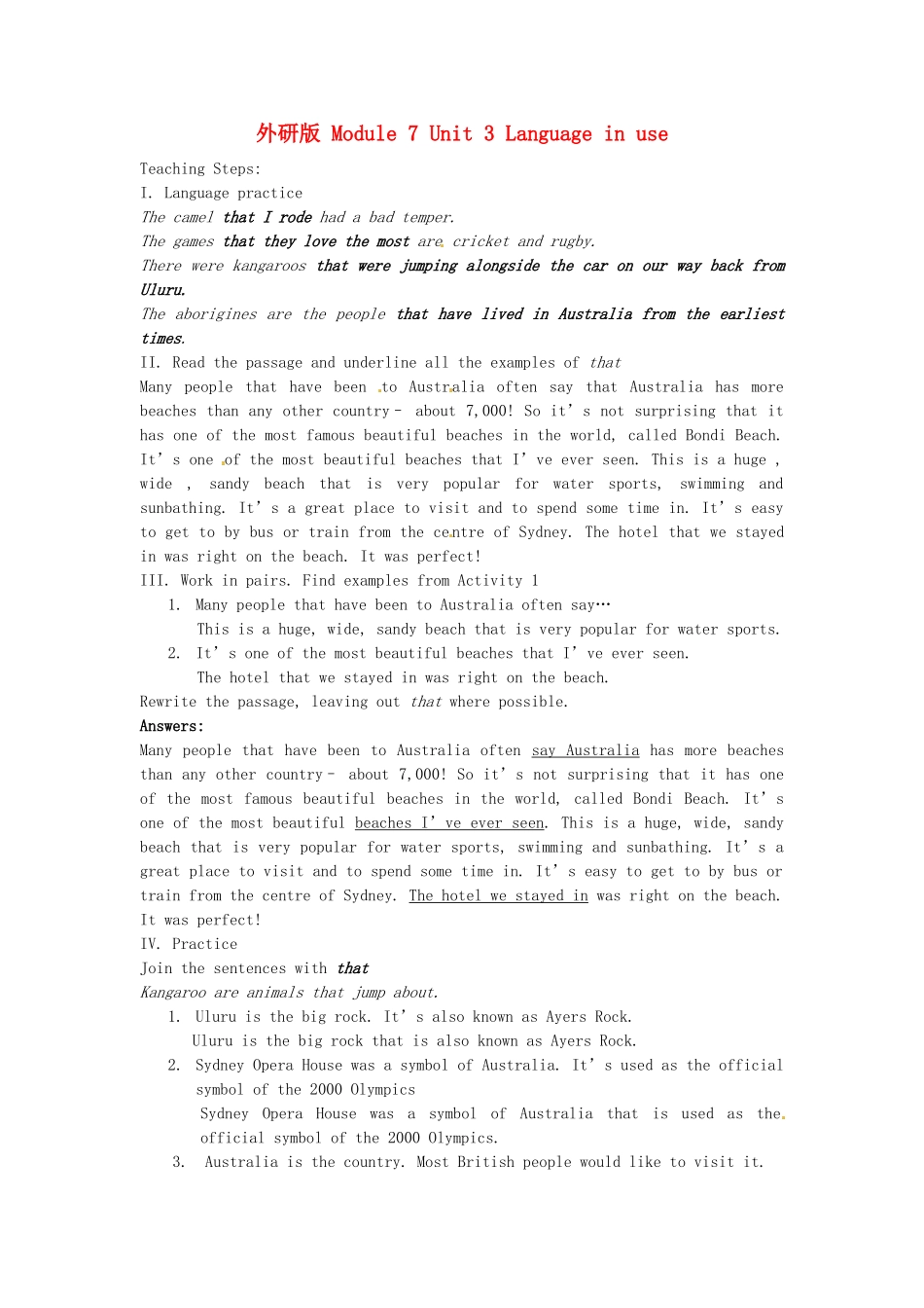 Module 7 Unit 3（教案）_第1页