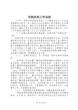 市执法局工作总结 