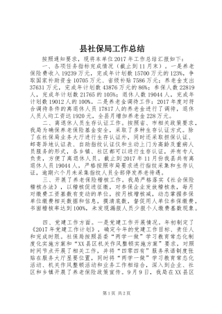 县社保局工作总结 