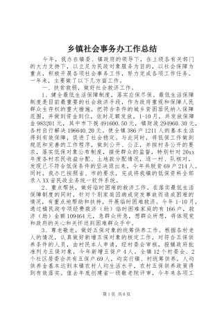 乡镇社会事务办工作总结 