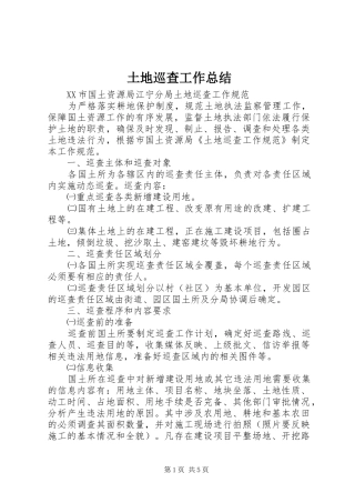 土地巡查工作总结 