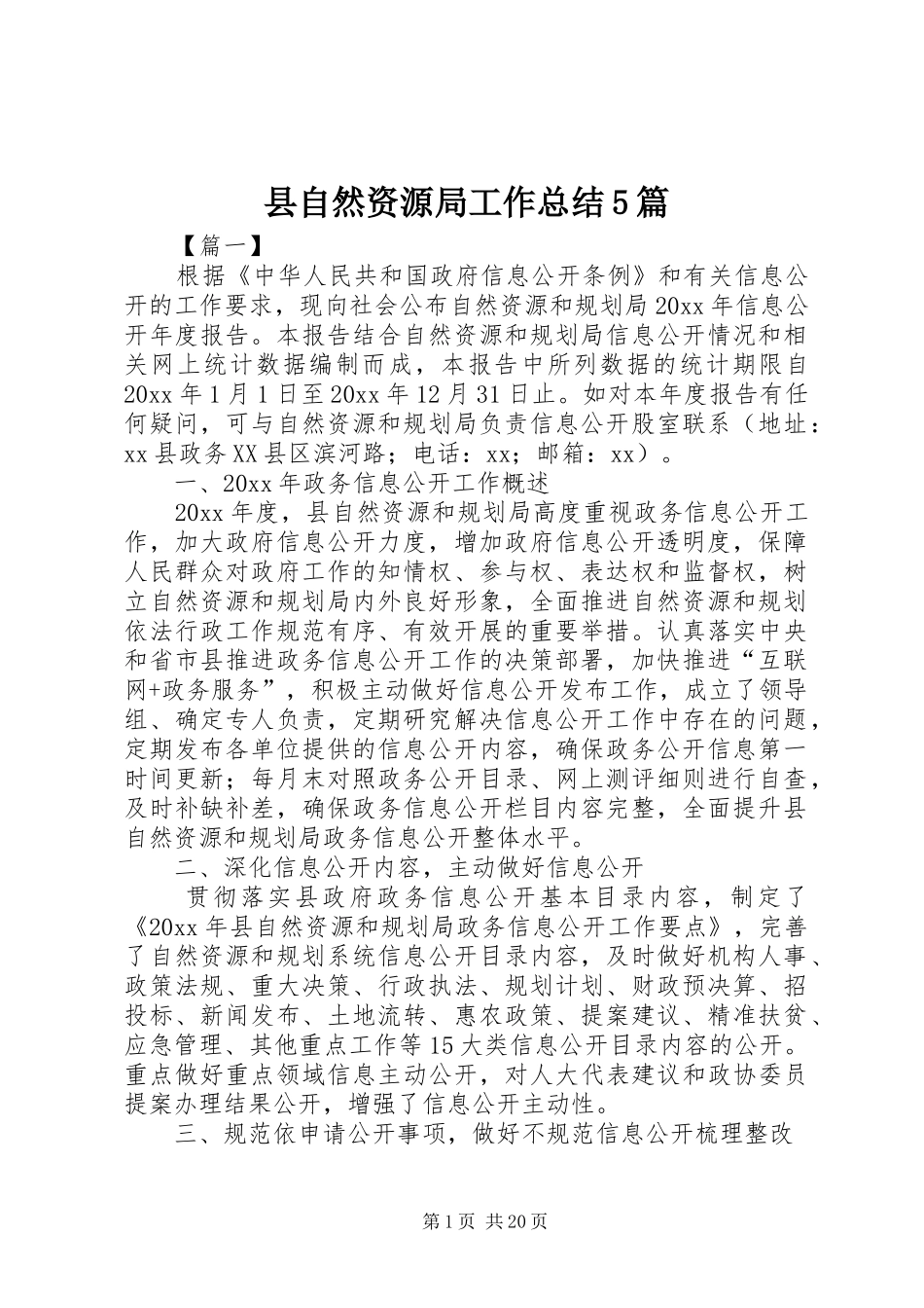 县自然资源局工作总结5篇 _第1页