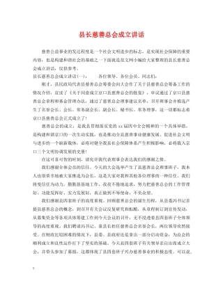 县长慈善总会成立讲话 
