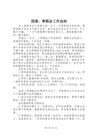团委、青联会工作总结 