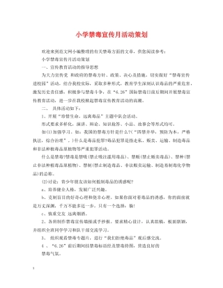 小学禁毒宣传月活动策划 