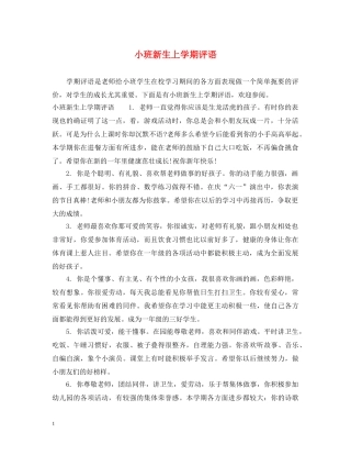 小班新生上学期评语 