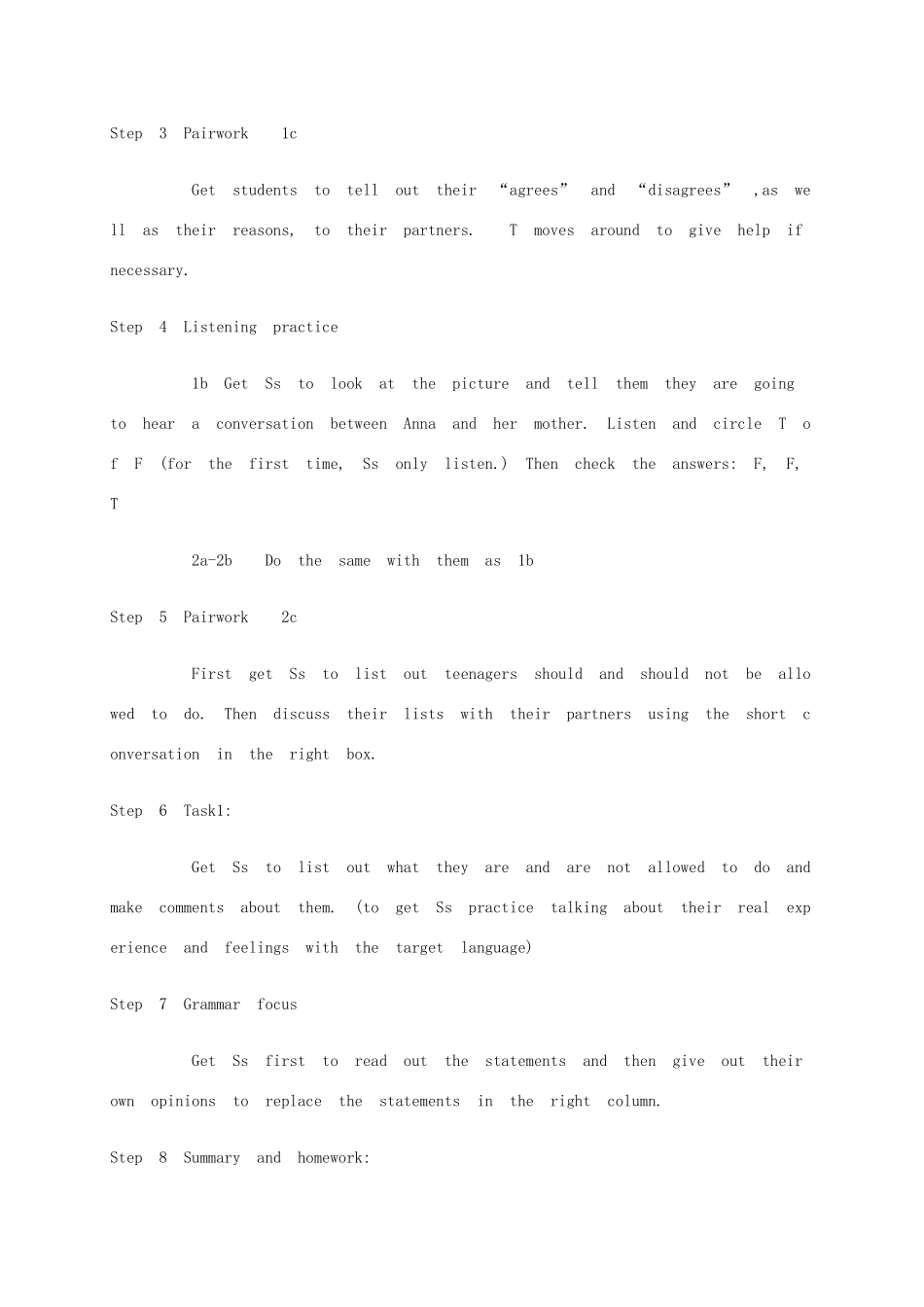 秋九年级英语全册 Unit 3 Teenagers should be allowed to choose their own clothes教案1 人教新目标版-人教新目标版初中九年级全册英语教案_第3页