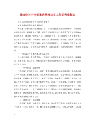 县政协关于全面推进精准扶贫工作的考察报告 