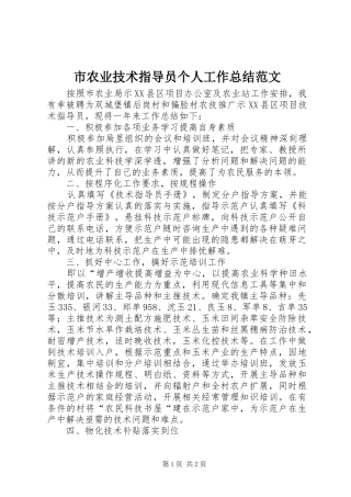 市农业技术指导员个人工作总结范文 