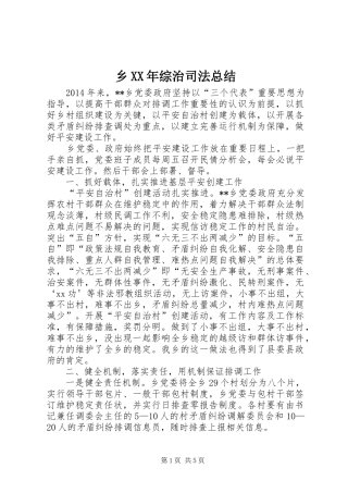 乡XX年综治司法总结 
