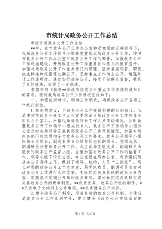 市统计局政务公开工作总结 